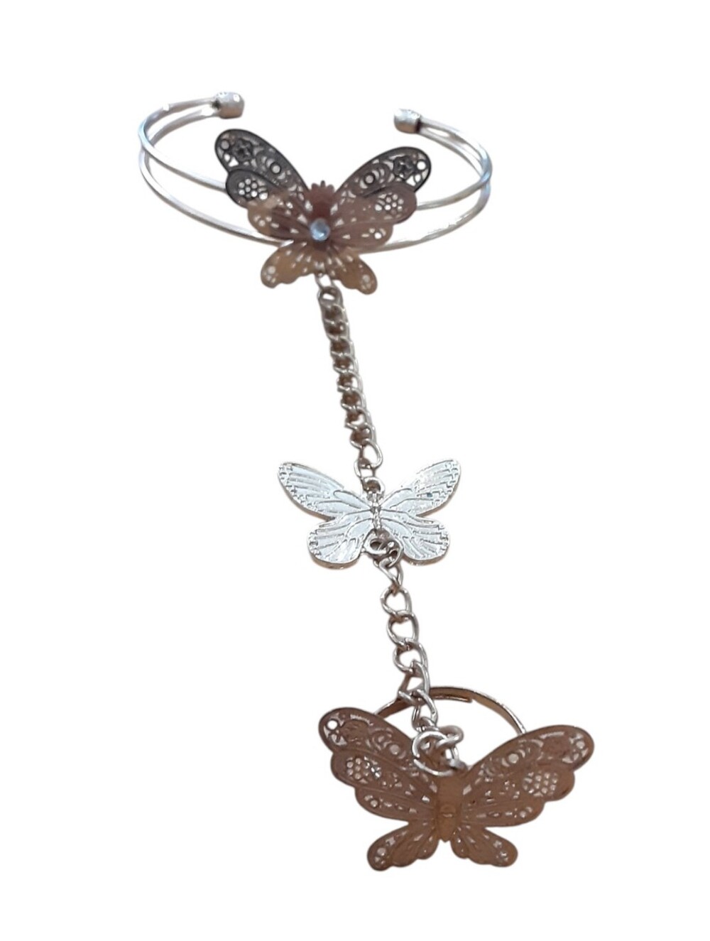 Butterfly Hand Chain Bracelet With Ring Elegant Finger Bracelet Jewelry